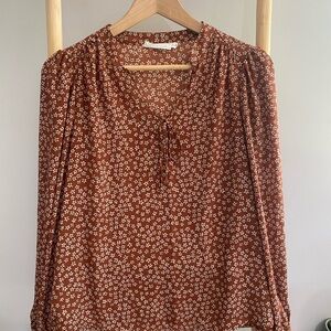 All in Favor Brown Floral Blouse